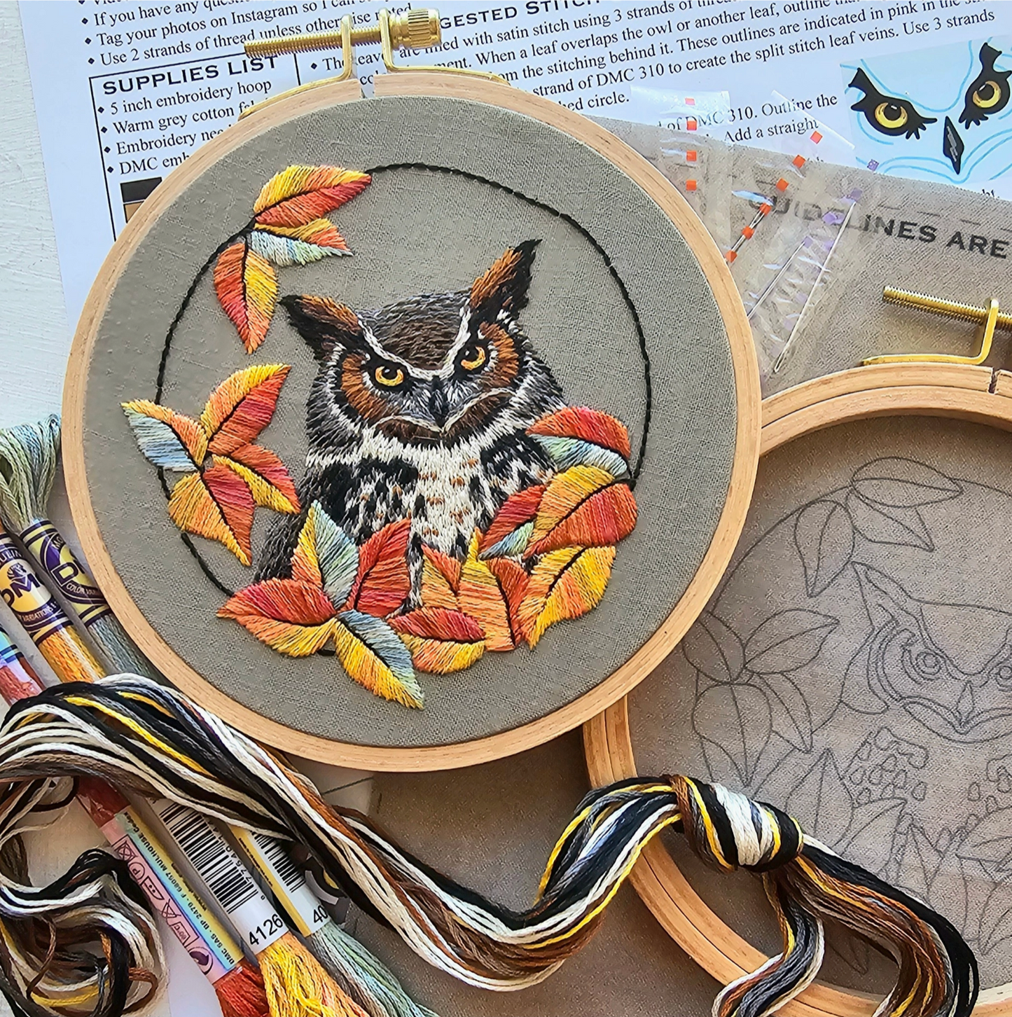 Great Horned Owl DIY Embroidery Kit