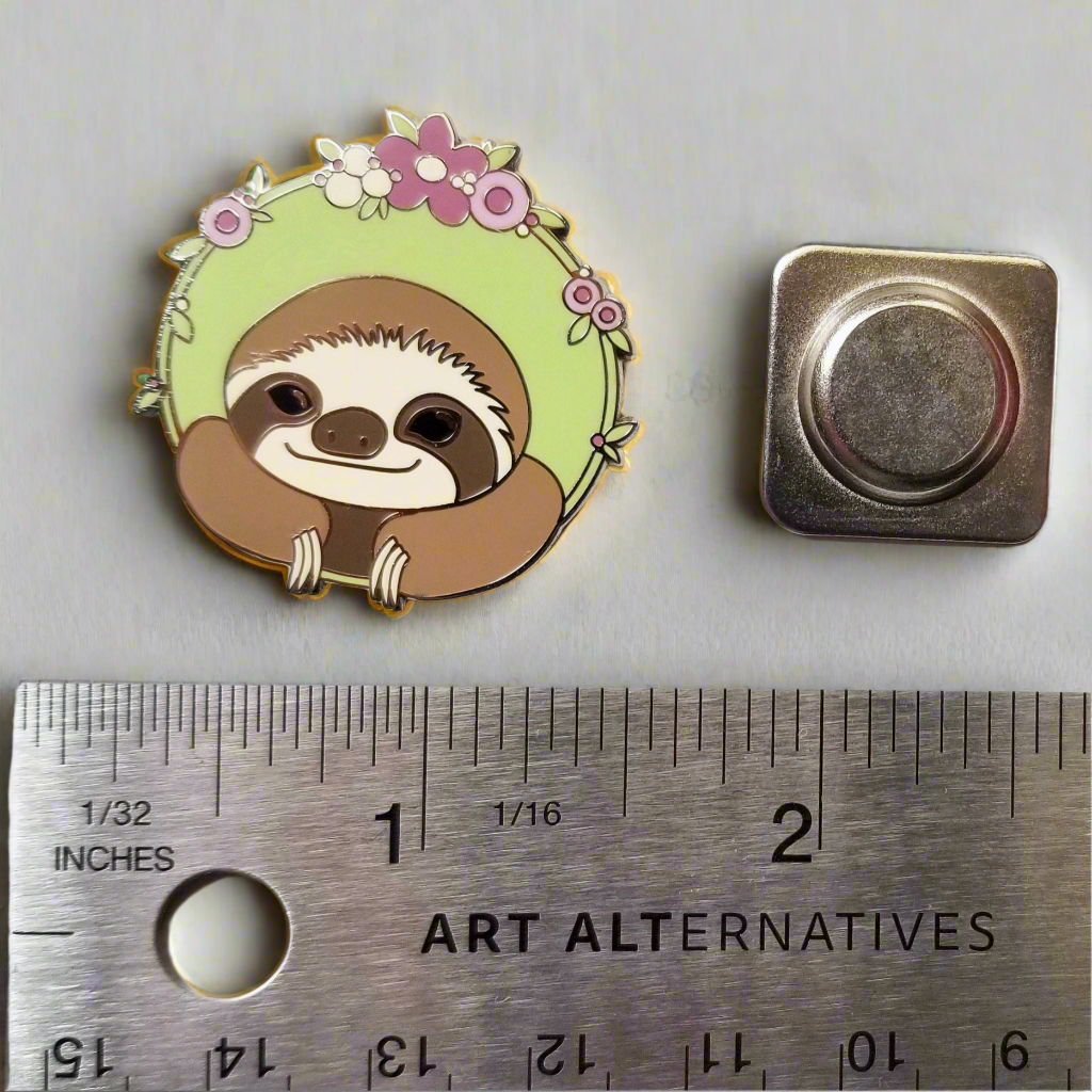 Happy Sloth Enamel Needle Minder