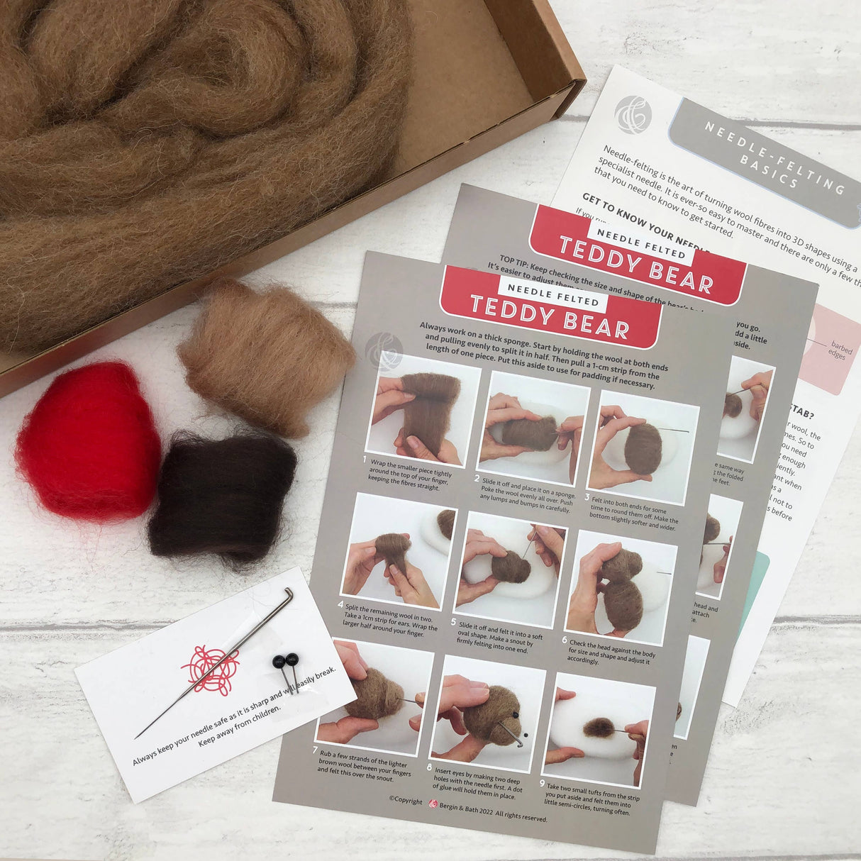 Needle Felting Kit - Teddy Bear. Beginners felt kit.