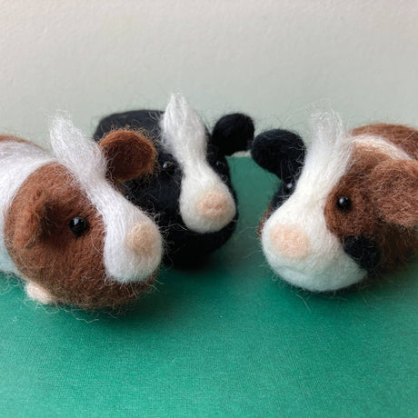 Needle felting kit - Guinea pigs. Craft kit for adults