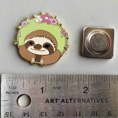 Happy Sloth Enamel Needle Minder